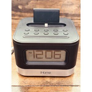iHome Space Saving Wake Sleep Lighting Dock FM Radio Alarm Clock Speaker - IPL10